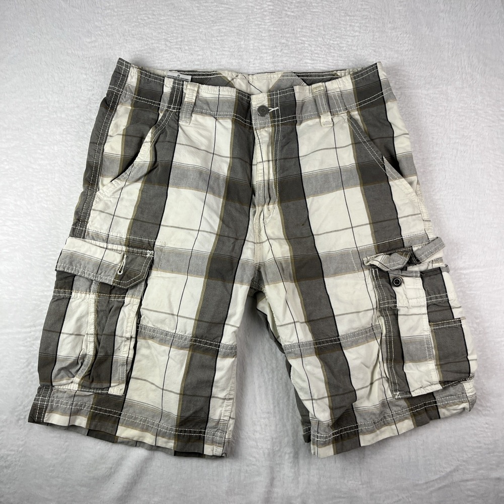 Levi's Cargo Shorts Mens 33 Multicolor Plaid Cotton Hiking Camping Outdoor